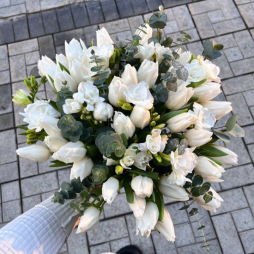 Buchet cu Lalele si Frezii Albe photo