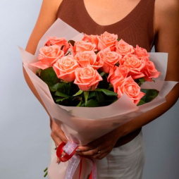 Buchet de 15 Trandafiri Portocalii Naturali alt vedere product