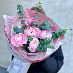 Ranunculus Roz si Eucalipt alt vedere product