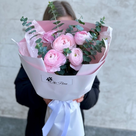 Ranunculus Roz si Eucalipt alt vedere product 2